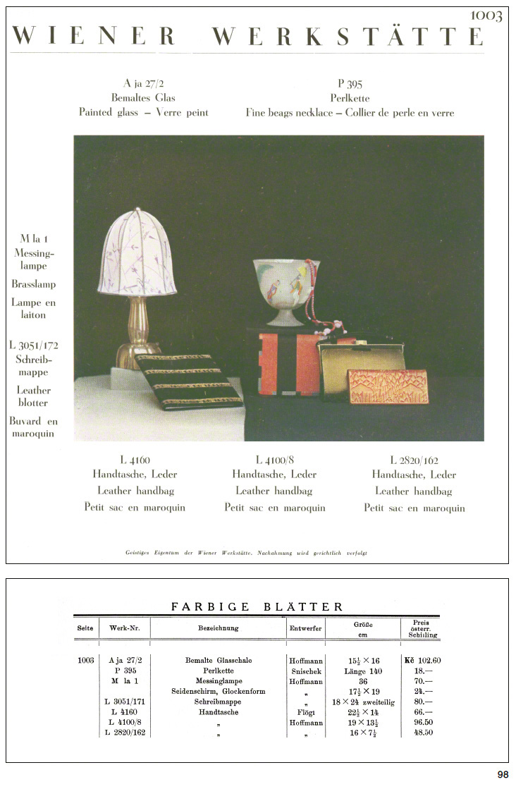 Wiener Werkstätte Katalog Katalog 1928